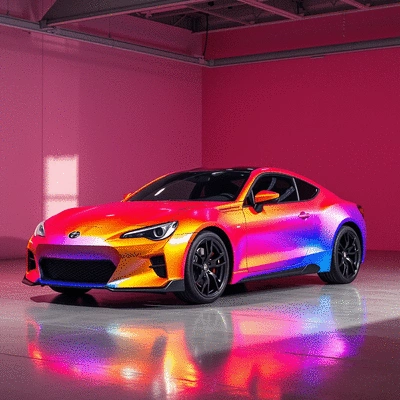 Dynamic color shifting paint on a car