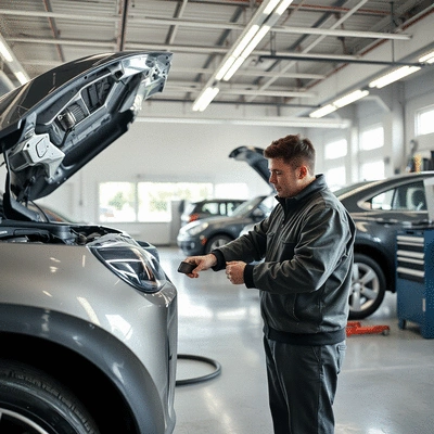 Customer receiving vehicle repair service